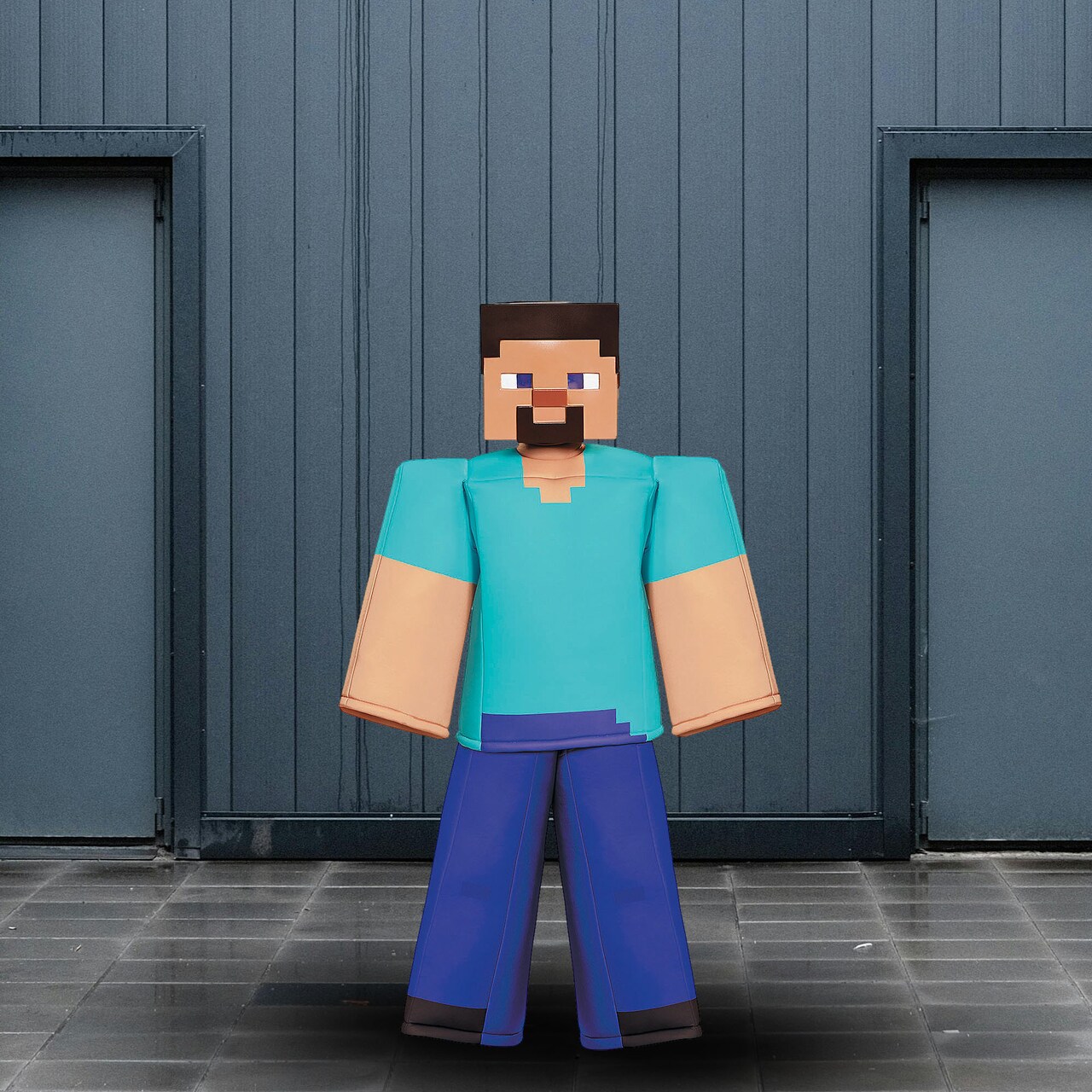 Minecraft Steve Prestige Child Costume Kids 3D Inflatable Jumpsuit Teal Purple Size 10-12